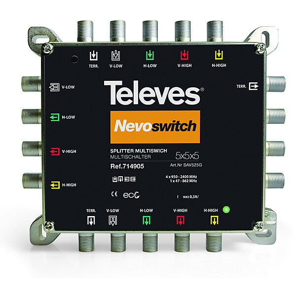 Televes Verteiler 5 x 2f. Guß 4-6dB,5-2400 MHzNEVO SAV525G